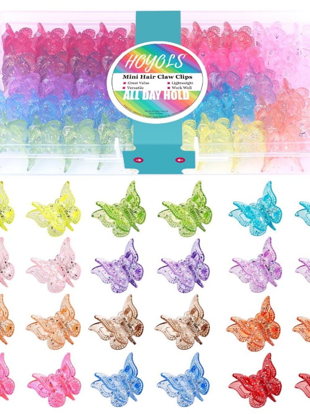 Glitter Butterfly Hair Clips, 48 Pcs Y2K Mini Claw Clips